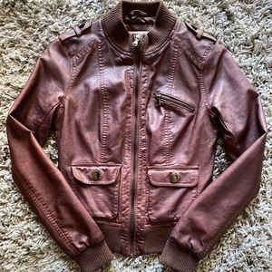 Faux brown leather jacket